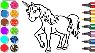 Colorier Une Licorne APPRENDRE À DESSINER vidéo éducative amp Planète coloriage [upl. by Nuahc380]