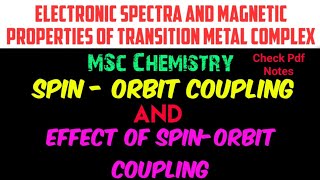 Spin  Orbit Coupling amp Effect of spin  Orbit Coupling •MSc INORGANIC Chemistry• Notes [upl. by Hailed]