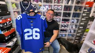 Saquon Barkley Nike Elite New York Giants Jersey [upl. by Mord]