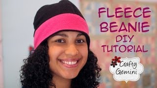 Fleece Beanie Hat DIY Tutorial [upl. by Aneeras]