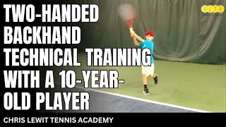 TwoHanded Backhand Technical Training With a 10YearOld Player [upl. by Mick]