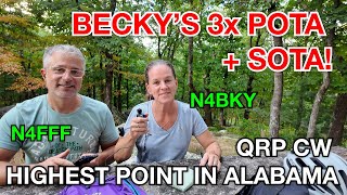 Becky POTAs amp SOTAs the Highest Point in AL  QRP CW Ham Radio at Cheaha State Park  CW Practice [upl. by Larianna]