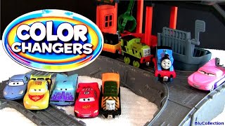 Color Changers Cars Thomas at the Ironworks Railway Playset Water Toys Disney Pixar colour Shifters [upl. by Occir406]