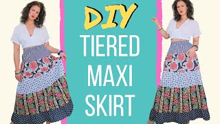 Lockdown Sewing Project  DIY Tiered Maxi Skirt Tutorial  How To Sew A Gathered Skirt [upl. by Neema]