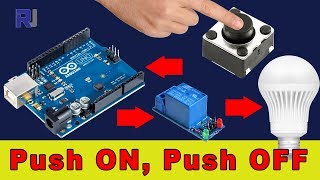 Using Arduino Turn AC bulb with push button On and OFF toggle with relay [upl. by Ambros]