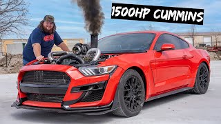 I Installed a 1500HP Diesel Engine In My Mustang [upl. by Eruot]