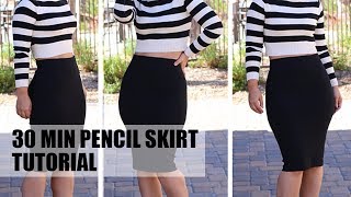 DIY 30 MIN PENCIL SKIRT TUTORIAL [upl. by Sly]