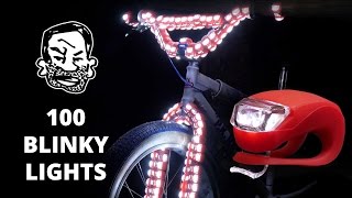 100 Blinky Bike Lights on a Fat Tire BMX [upl. by Akimad]