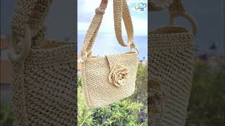 Handmade raffia crossbody bag crochethat crochet handmadebag raffiabag [upl. by Welker106]