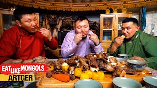 Mighty Nomadic BBQ Horhog for Mighty Mongolian Wrestlers Mukbang Nomads  Eat Like Mongols [upl. by Gottlieb]