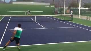 Janko Tipsarevic and Juan Monaco Practice Indian Wells 2013 [upl. by Ardella]