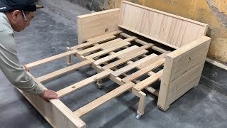 Amazing Skills And Techniques Woodworking Easy Ingenious  How To Build A Sofa Combined Compact Bed [upl. by Eilzel]