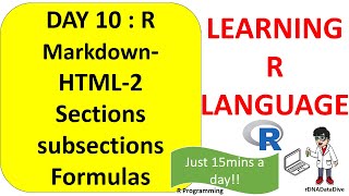 Learning R  Day 10  R markdownHTML 2  how to include Formulas  Sections  subsections [upl. by Clorinda197]