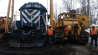 Hulcher getting into position to re rail a locomotive [upl. by Nylirrej741]