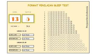 Sound Multi Stage Fitness Test Bleep Test  Lari Bolakbalik untuk mengukur VO2MAX [upl. by Drwde668]