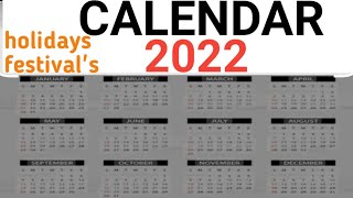 Calendar  Calendar 2022  Government Calendar  Bank Calendar [upl. by Anahsor837]