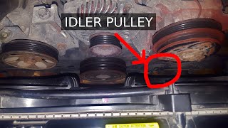 Fix a whining engine  How to replace the idler pulley and AC belt on a 2007 Subaru Forester [upl. by Akitnahs]