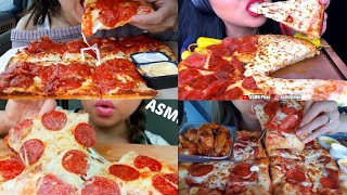 PEPPERONI amp CHEESE PIZZA 🍕 compilation  asmr mukbang  pizza eating asmr sounds 🧀🍕 [upl. by Khalil]