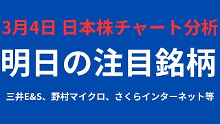 【3月4日】日本株チャート分析｜日経、グロース指数、三井EampS、さくらインターネット、ウェルスナビ等 [upl. by Kean394]