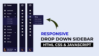 Responsive Dropdown Sidebar Menu using HTML CSS and JavaScript [upl. by Poucher672]