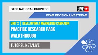 BTEC National Business  Exam Support Live  Unit 2  Practice Research Pack Walkthrough [upl. by Nylrehs]