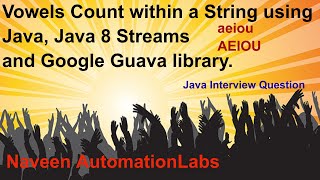 Java Interview Vowels Count within a String using  Java Java 8 Streams and Google Guava library [upl. by Arabele]