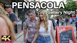 Walking Downtown Pensacola Florida on Gallery Night 4K [upl. by Cathy]