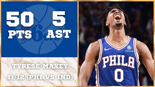 Tyrese Maxey INSANE 50 PTS Performance for the 76ers  Nov 12  76ers vs Pacers [upl. by Cullin]