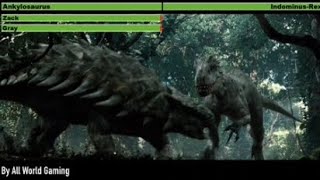 Indominus Rex vs Ankylosaurus With Healthbars [upl. by Orimisac]