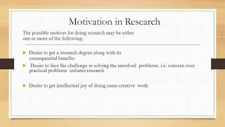 Motivation of Research in Research Methodology Hindi urdu Lecture 9 [upl. by Syman700]