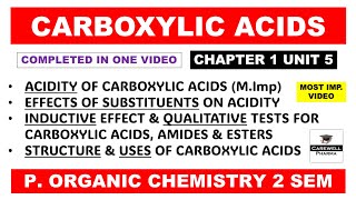 Unit 5 Carboxylic acid complete  Acidity of COOH  Pharmaceutical organic chemistry 2nd semester [upl. by Luann644]