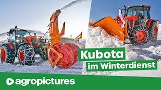 Winterdienst in den Bergen mit Kubota Traktoren und Kahlbacher Geräten  Schneeräumen in den Alpen [upl. by Decima]