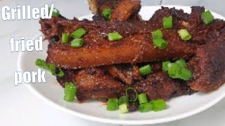 Fried grilled pork domedo Ghana [upl. by Ennywg]