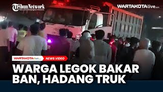 Warga Legok Bakar Ban di Jalan Hadang Truk Melintas [upl. by Ahsirkal29]