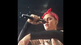 Justin Bieber crying on stage while singing purpose [upl. by Aihsiek]