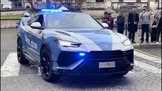 LAMBORGHINI URUS IN EMERGENZA PRESENTAZIONE CORTEO LAMBORGHINI POLIZIA DI STATO [upl. by Annaerb453]