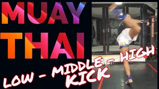 Cómo se hace la patada circular  🥊 Técnicas de Muay Thai 🏆 Low Kick  Middle Kick  Hight Kick [upl. by Aciretehs]