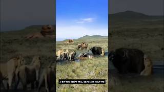 quotUnbelievable Lion vs Buffalo Battle  Friends Stand By as Hyenas Lurkquot [upl. by Waite100]