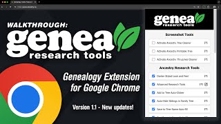 Genealogy Assistant  Genealogy Chrome Extension  Version 11 Video Walkthrough [upl. by Nnagrom]