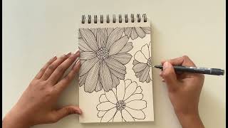 How to draw floral zentangle pattern  Step by step  Zentangle art  Art for beginners [upl. by Kelsey875]