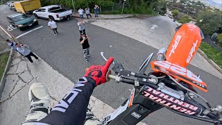 Dirt Bike vs Los Angeles Steepest Street [upl. by Wystand]