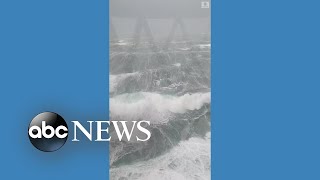 Sea swells seen from lighthouse off Irish coast [upl. by Gaul]