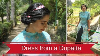 Old Dupatta into new Maxi Dress  New Style Kurti [upl. by Anaidirib627]