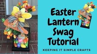 Easy Easter 🐰Lantern Swag DIY plus loopy bow tutorial 🌷Spring decor 🌼Floral design [upl. by Alma]