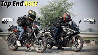 BAJAJ RS200bs7 vs NS200bs7 DRAG RACE🔥 [upl. by Flatto27]