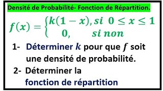 Couple de variable aléatoire Densité de probabilité fonction de répartition fxkx1y si x y 0 [upl. by Kennedy]