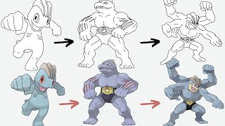 Cómo dibujar MACHOP MACHOK Y MACHAMP POKEMON  Pokemon Evolution [upl. by Rehpotsyrk226]