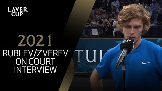 Match 9 Oncourt interview  RublevZverev  Laver Cup 2021 [upl. by Alex]