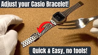 How to Adjust  Resize Casio Bracelet  Watch Band A158W A168W etc [upl. by Birkett475]