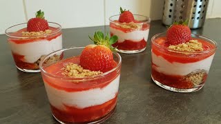 Recette de verrine à la fraises facile sans cuissonverrine sucrée [upl. by Enimzzaj]